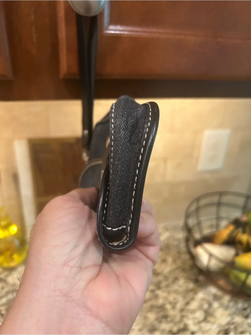 Dooney & Bourke Black And Grey Canvas Signature Flap Wallet Wrislet